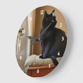 Grande Horloge Ronde Black Cat Acrylique Wall Clock (Angle)