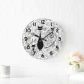 Grande Horloge Ronde Black Cat and Kittens (Maison)