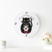 Grande Horloge Ronde Black Cat Coffee Break Thunder_Cove (Maison)