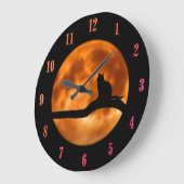 Grande Horloge Ronde Black Cat Orange Moon (Angle)