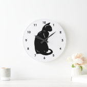 Grande Horloge Ronde Black Cat Wall (Maison)