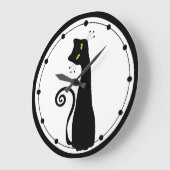 Grande Horloge Ronde Black Cat Wall (Angle)