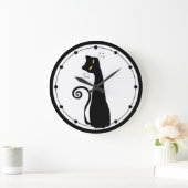 Grande Horloge Ronde Black Cat Wall (Maison)