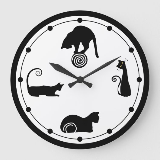 Grande Horloge Ronde Black Cat Wall (Recto)