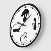 Grande Horloge Ronde Black Cat Wall (Angle)