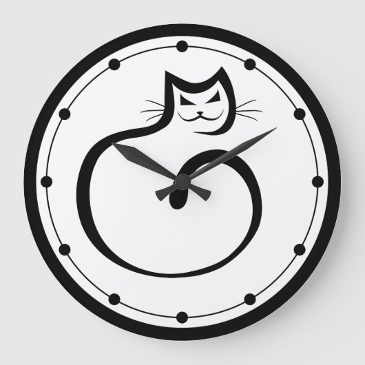 Grande Horloge Ronde Black Cat Wall (Recto)