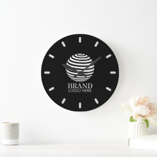 Grande Horloge Ronde Black Custom Business Logo Entreprise Entreprise