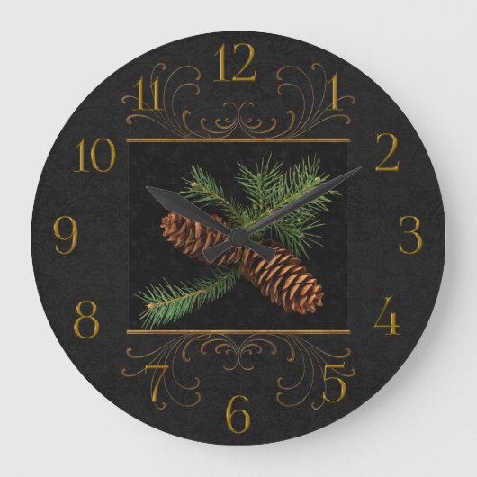 Grande Horloge Ronde Black Damask Watercolor (Recto)