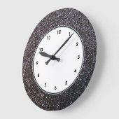 Grande Horloge Ronde Black faux glitter graphic (Angle)