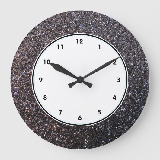 Grande Horloge Ronde Black faux glitter graphic (Recto)