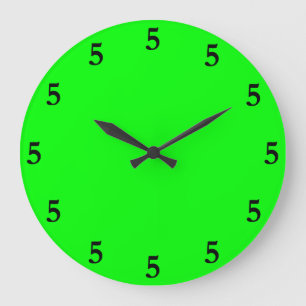 Grande Horloge Ronde Black Five oClock quelque part sur Lime Green