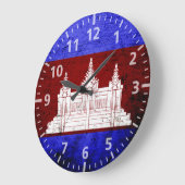 Grande Horloge Ronde Black Grunge Cambodia Flag (Angle)