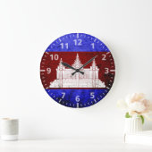 Grande Horloge Ronde Black Grunge Cambodia Flag (Maison)