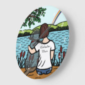 Grande Horloge Ronde Black Labrador Angel and Mom (Angle)