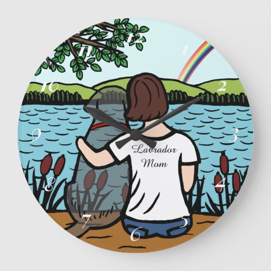 Grande Horloge Ronde Black Labrador Angel and Mom (Recto)