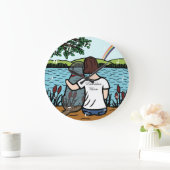Grande Horloge Ronde Black Labrador Angel and Mom (Maison)