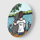 Grande Horloge Ronde Black Labrador et maman 2 (Angle)