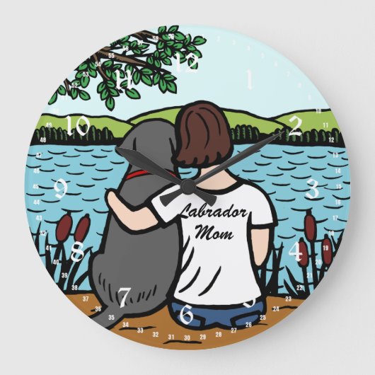 Grande Horloge Ronde Black Labrador et maman 2 (Recto)