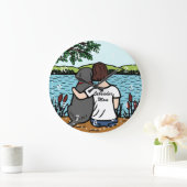 Grande Horloge Ronde Black Labrador et maman 2 (Maison)
