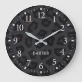 Grande Horloge Ronde Black Panther Imprimer Motif animal avec nom (Recto)
