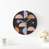 Grande Horloge Ronde Black Pink Orange Abstract Art Pattern (Maison)