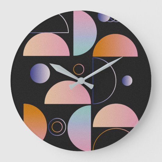 Grande Horloge Ronde Black Pink Orange Abstract Art Pattern (Recto)