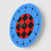 Grande Horloge Ronde Black Red Blue Racing thème cadenas (Angle)