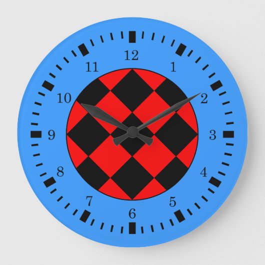 Grande Horloge Ronde Black Red Blue Racing thème cadenas (Recto)
