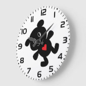 Grande Horloge Ronde Black Teddy Bear Love (Angle)