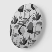 Grande Horloge Ronde Black & White Atomic Patten Acrylic Wall Clock (Angle)