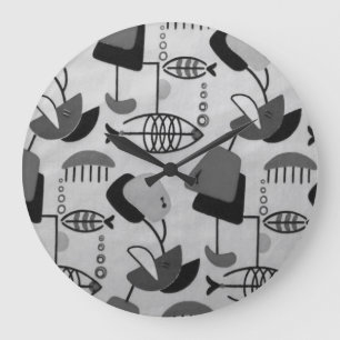 Grande Horloge Ronde Black & White Atomic Patten Acrylic Wall Clock