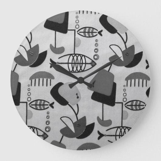 Grande Horloge Ronde Black & White Atomic Patten Acrylic Wall Clock (Recto)
