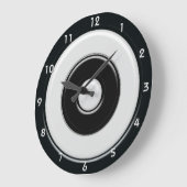 Grande Horloge Ronde Black & White Circles & Bullseye with numbers (Angle)