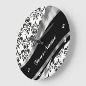 Grande Horloge Ronde Black & white damask (Angle)
