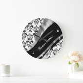 Grande Horloge Ronde Black & white damask (Maison)