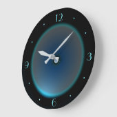 Grande Horloge Ronde Black with Blue/Aqua Face >Wall Clock (Angle)