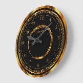 Grande Horloge Ronde Black with Faux Metallic Gold Frame (Angle)