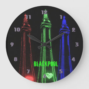 Grande Horloge Ronde Blackpool Belles lumières tour, Rouge, Vert,