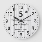 Grande Horloge Ronde Blanc Bois Rustique 5e Anniversaire de Mariage Per (Recto)