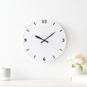 Grande Horloge Ronde Blanc Classique Simple Et Simple Couleur Solide