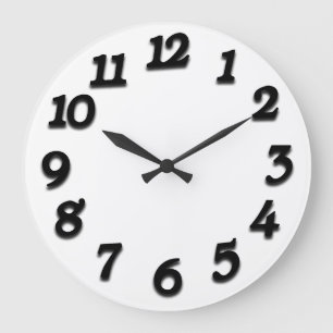Grande Horloge Ronde Blanc noir classique minimal de chiffres arabes