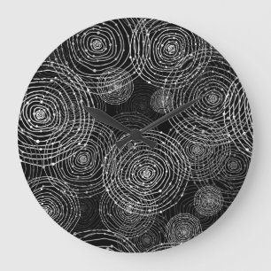 Grande Horloge Ronde Blanc Noir : Formes Rondes Simples.