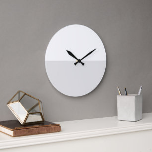 Grande Horloge Ronde Blanc Professionnel Moderne Bloc de Couleur Gris C