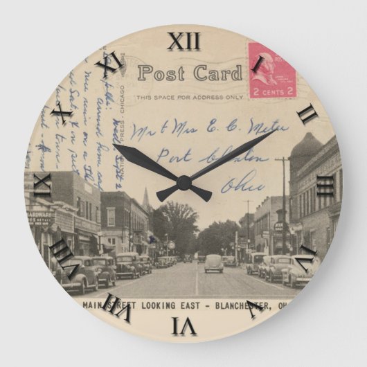 Grande Horloge Ronde Blanchester Ohio Postcard Clock (Recto)
