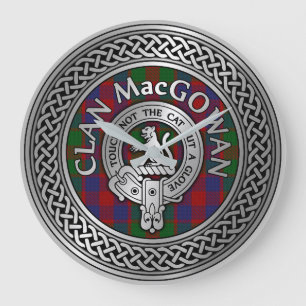 Grande Horloge Ronde Blason et noeud tartan du clan MacGowan