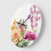 Grande Horloge Ronde Blast d'Orchidée  (Angle)