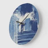 Grande Horloge Ronde Bleu Abstrait et ivoire (Angle)