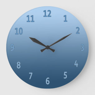 Grande Horloge Ronde Bleu couleur simple et dégradant