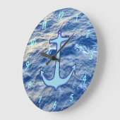Grande Horloge Ronde Bleu d'Ancre d'eau de mer (Angle)