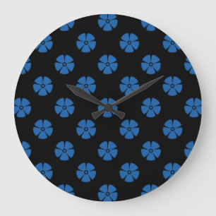 Grande Horloge Ronde Bleu d'éblouissement du motif de fleur 2